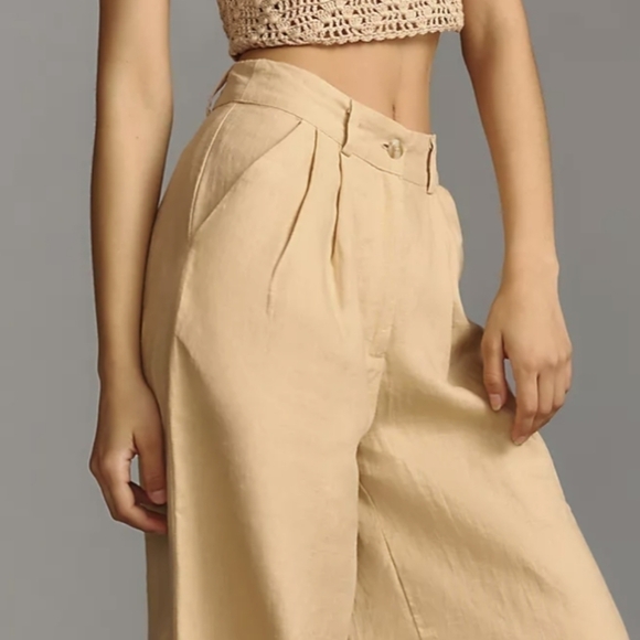 Faithful the Brand Circa Wide Leg Linen Trouser Pants in Honey Size 6 NWT - Picture 9 of 12